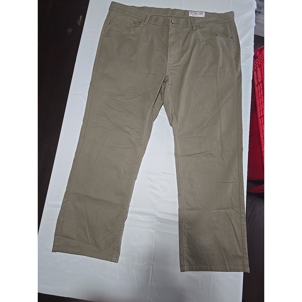 Izod Khaki Tan‎ Performance Stretch Pant Men's Size 44x30 Front A3233